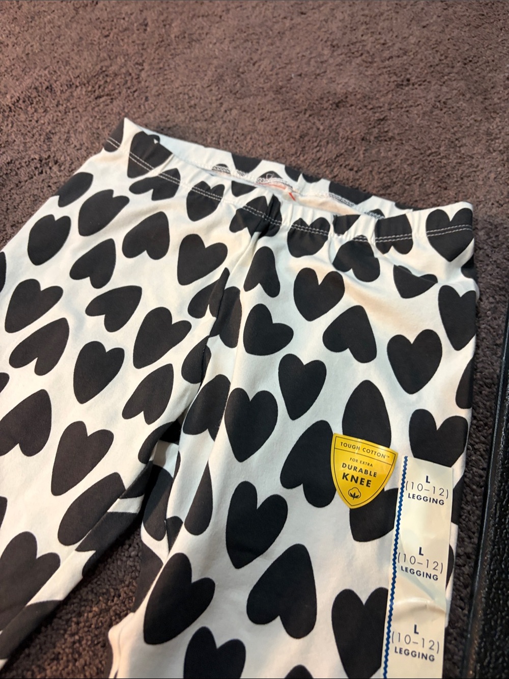 Cat & Jack Black and White Heart-Print Leggings